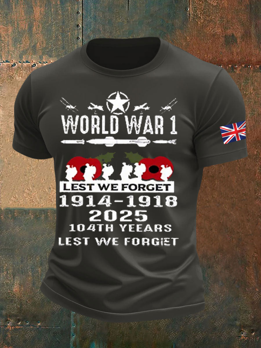 Men's British Veteran Printed imitation cotton short-sleeved T-shirt