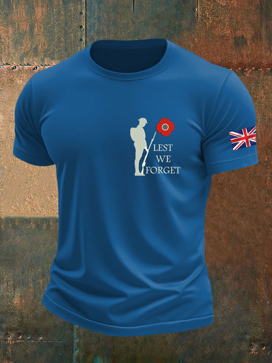 Men's British Veteran Printed imitation cotton short-sleeved T-shirt