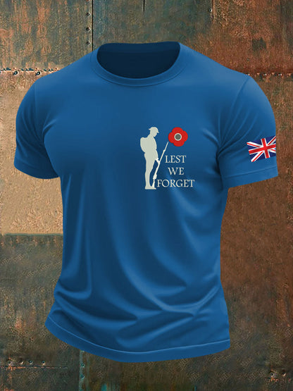 Men's British Veteran Printed imitation cotton short-sleeved T-shirt