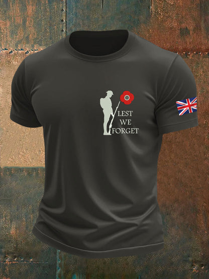 Men's British Veteran Printed imitation cotton short-sleeved T-shirt