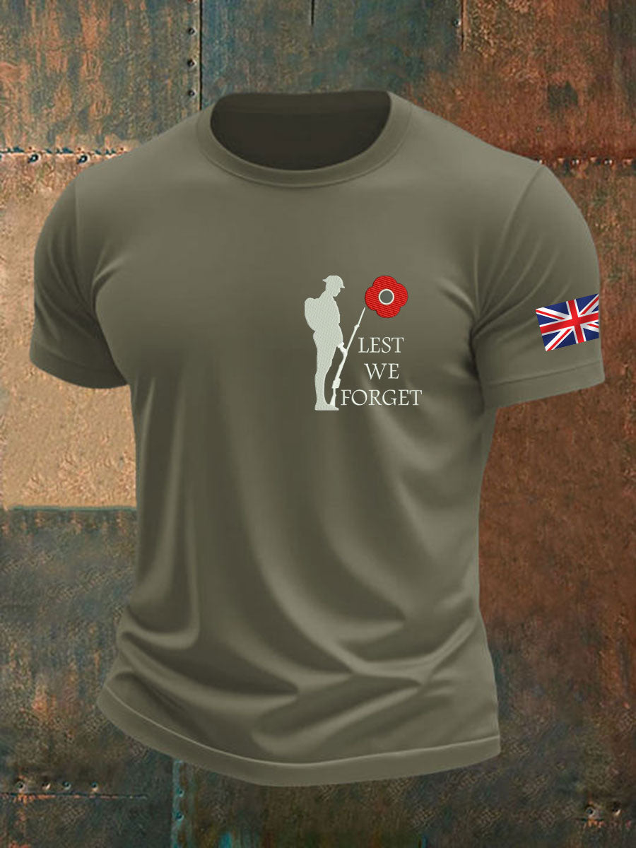 Men's British Veteran Printed imitation cotton short-sleeved T-shirt