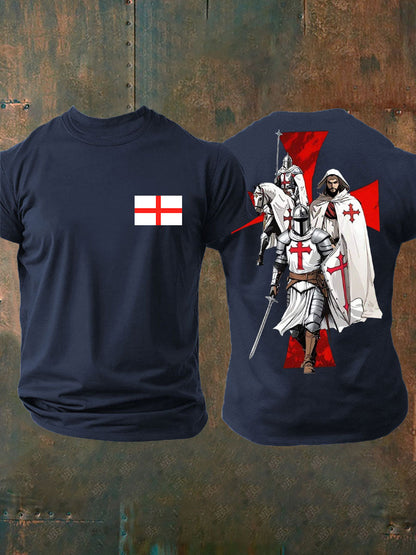 Men's  English Crusaders Printed imitation cotton short-sleeved T-shirt