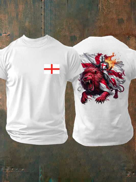 Men's English Crusaders Printed imitation cotton short-sleeved T-shirt