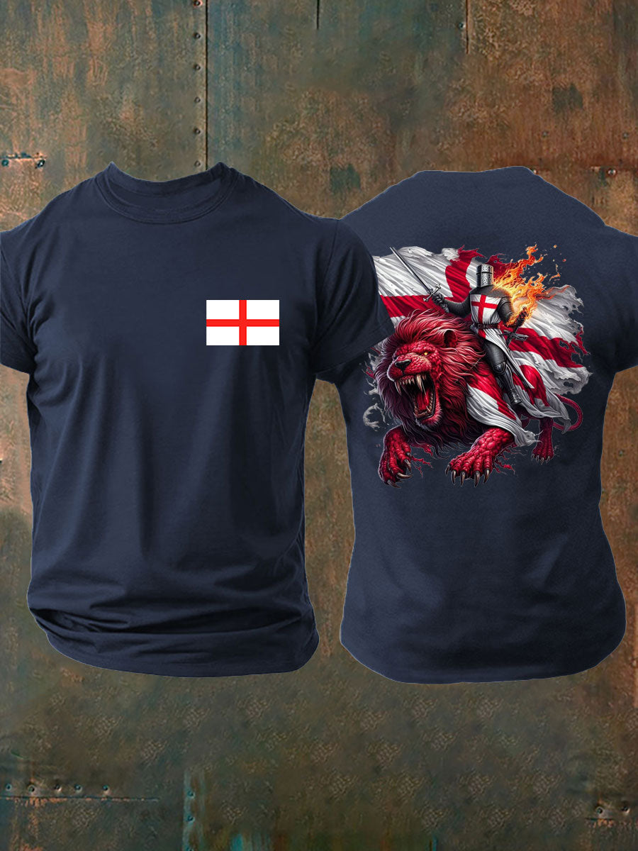 Men's English Crusaders Printed imitation cotton short-sleeved T-shirt