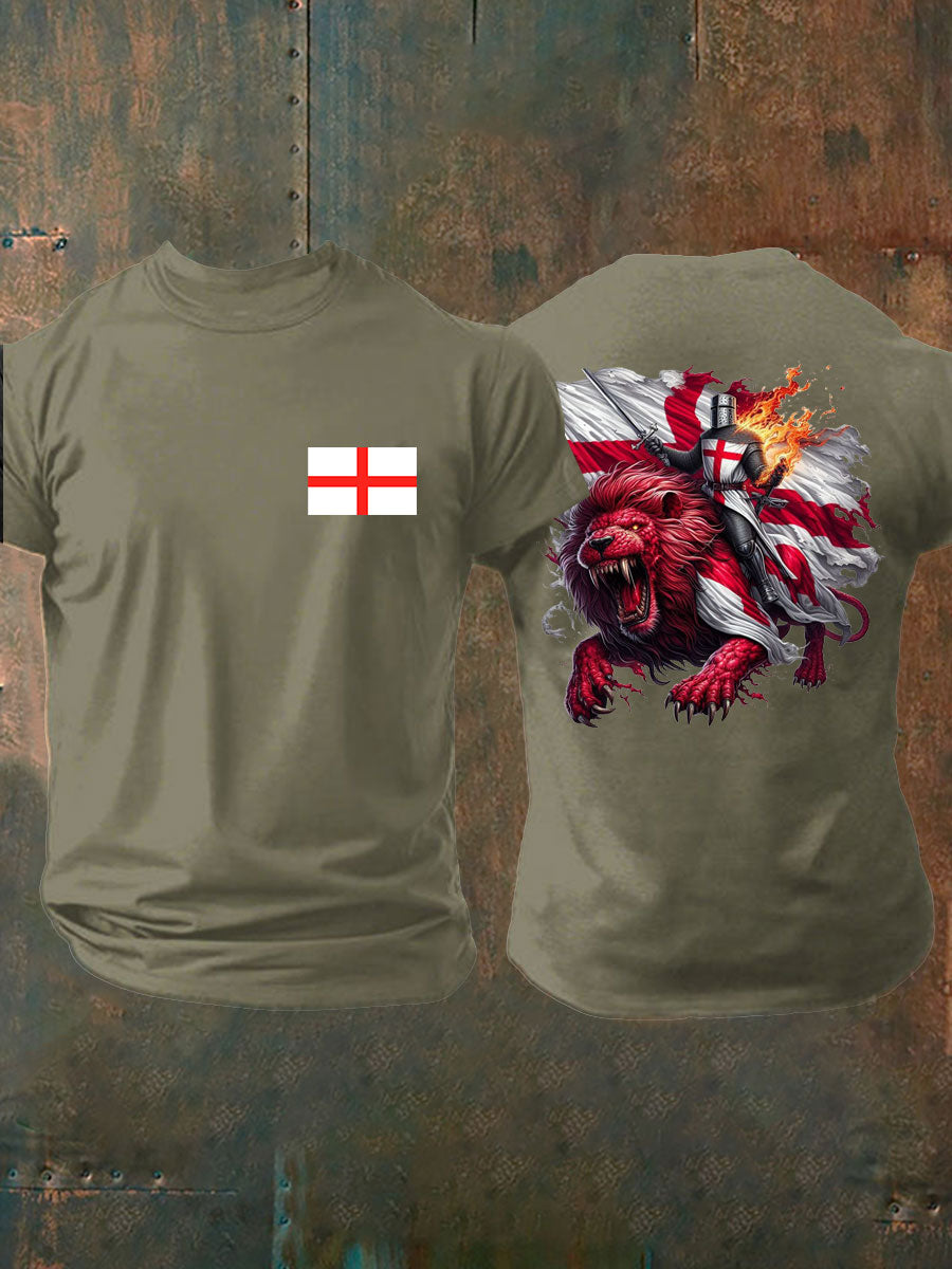 Men's English Crusaders Printed imitation cotton short-sleeved T-shirt