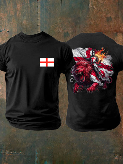 Men's English Crusaders Printed imitation cotton short-sleeved T-shirt