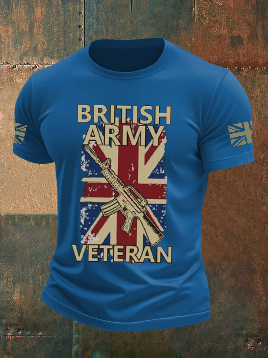 Men's british veteran imitation cotton short-sleeved T-shirt