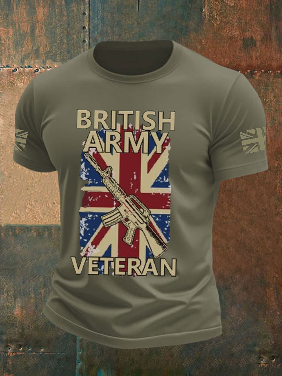 Men's british veteran imitation cotton short-sleeved T-shirt