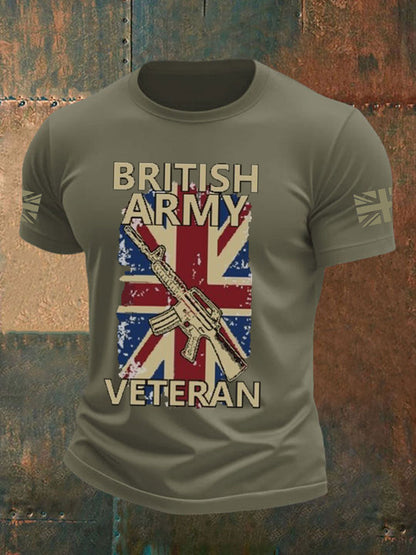 Men's british veteran imitation cotton short-sleeved T-shirt