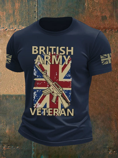 Men's british veteran imitation cotton short-sleeved T-shirt