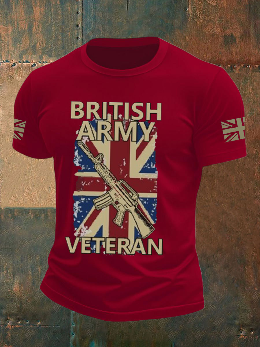 Men's british veteran imitation cotton short-sleeved T-shirt