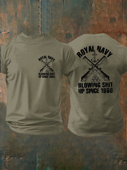 Men's British Veteran imitation cotton short-sleeved T-shirt