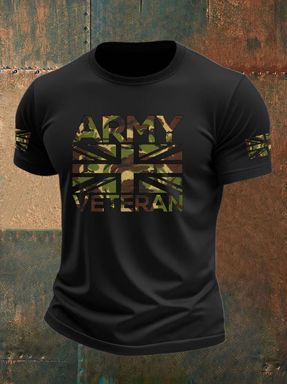 Men's British Veteran imitation cotton short-sleeved T-shirt