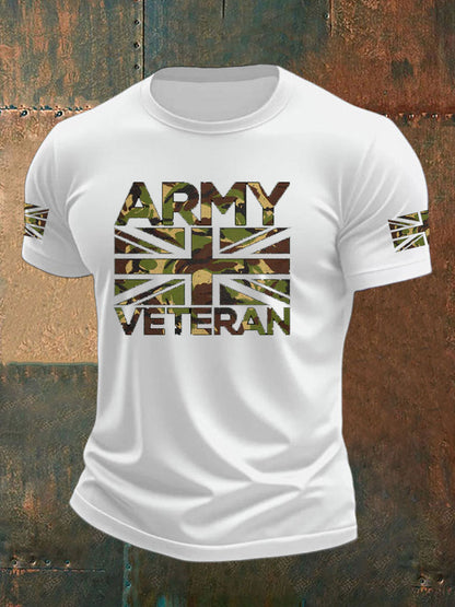Men's British Veteran imitation cotton short-sleeved T-shirt