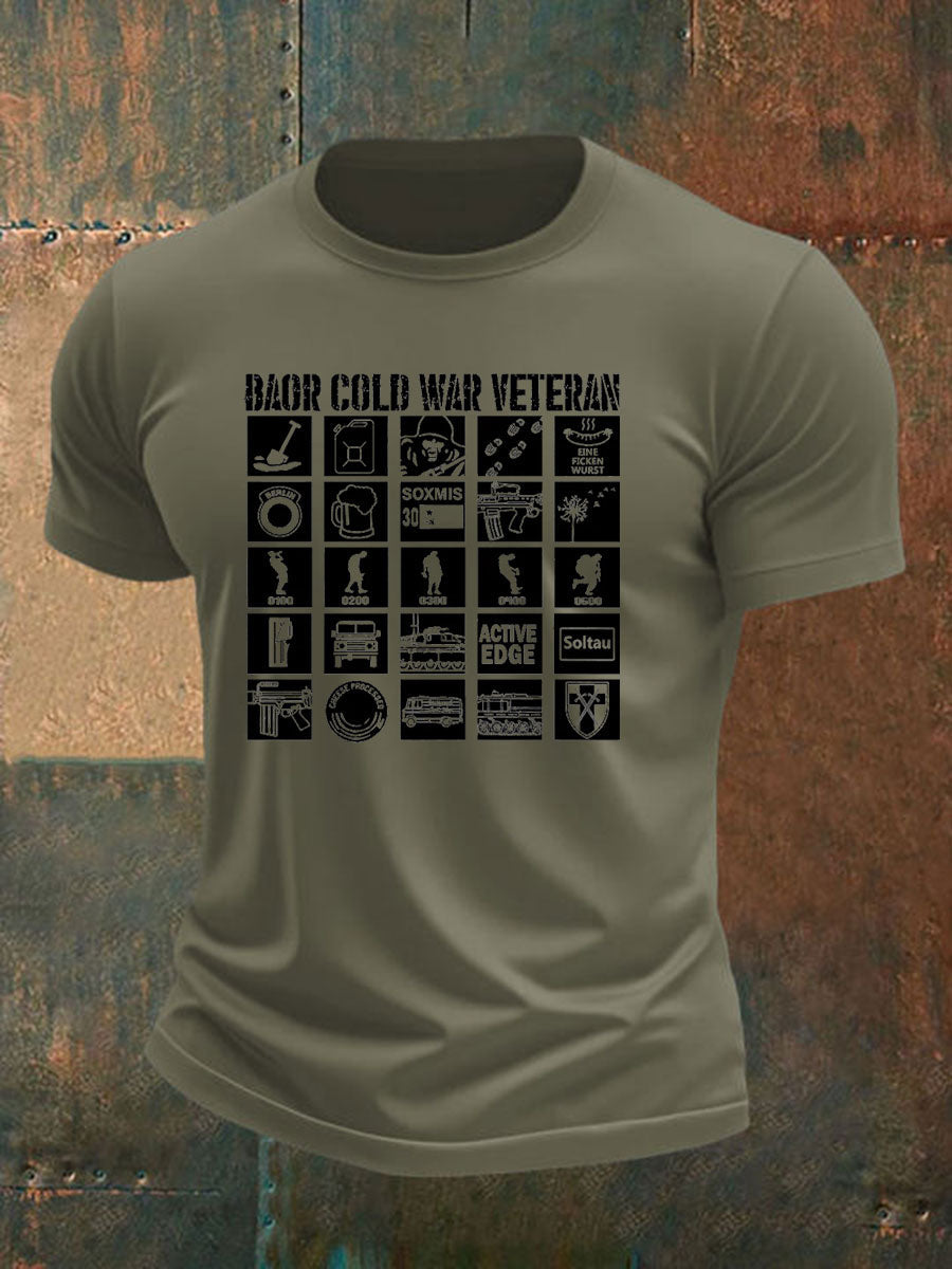 Men's British Veteran imitation cotton short-sleeved T-shirt