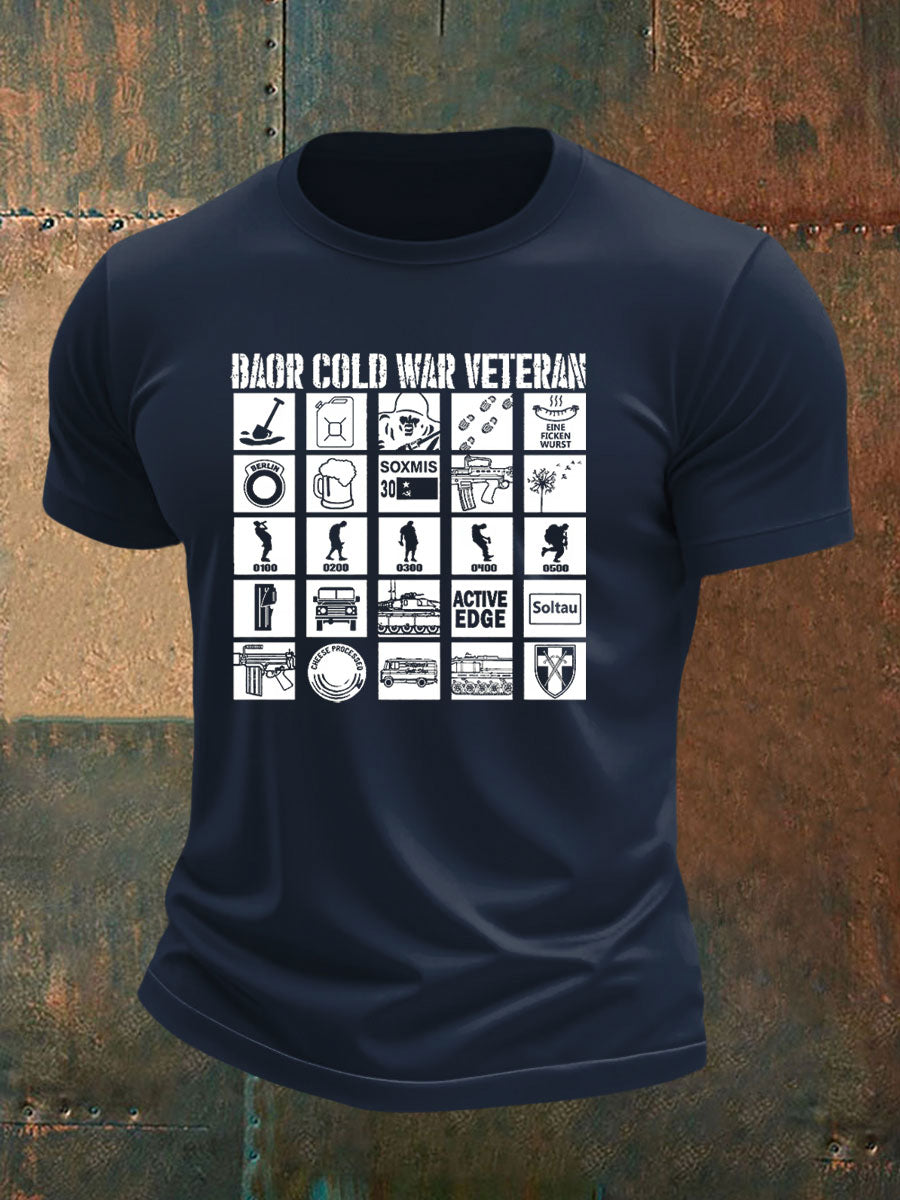 Men's British Veteran imitation cotton short-sleeved T-shirt