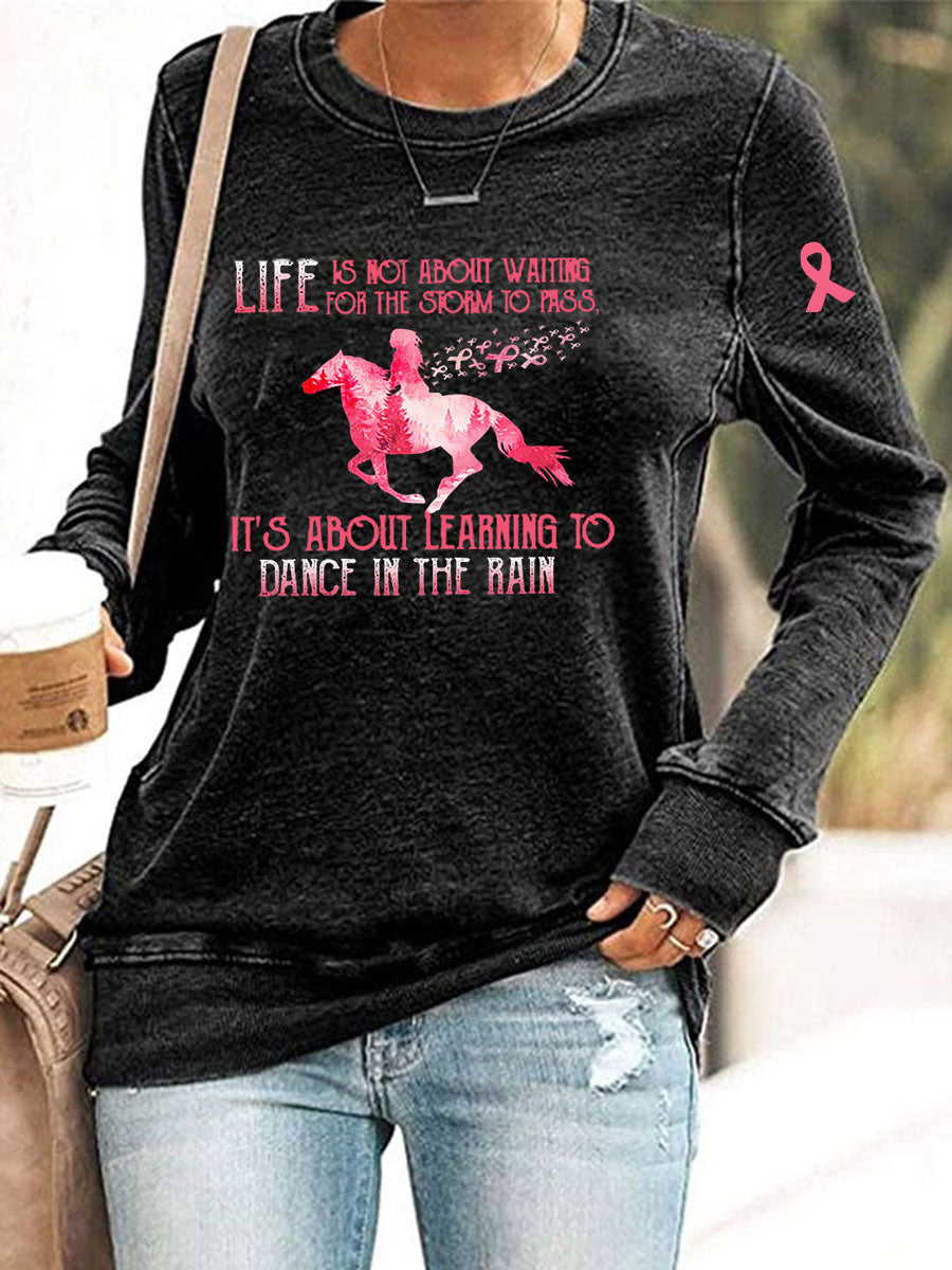 Women's Breast Cancer Awareness Print Casual Sweatshirt