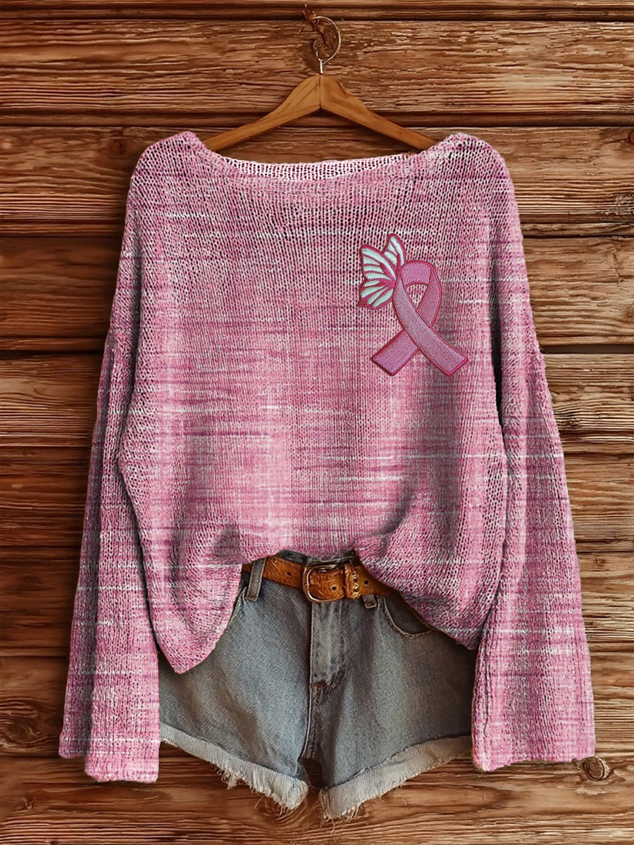 Women's Breast Cancer Awareness Knited Top