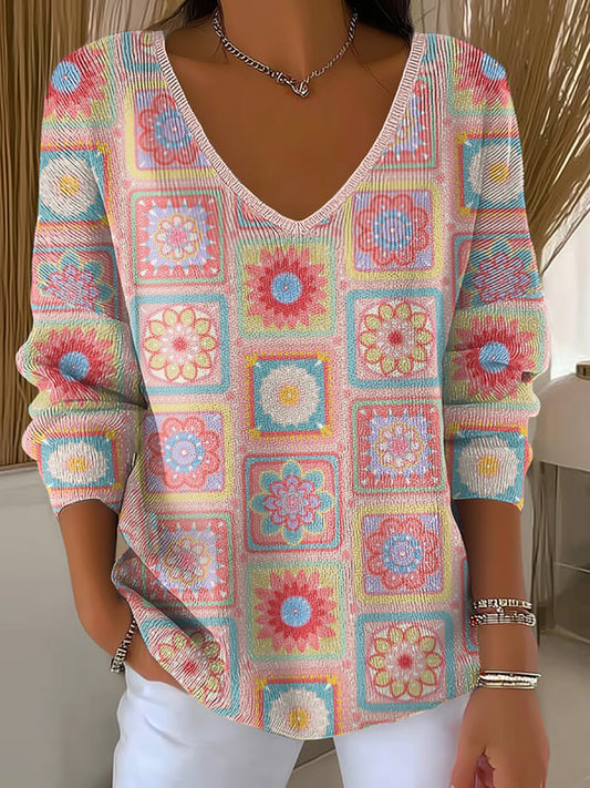 Women's Breast Cancer Awareness V-Neck Ribbed Top