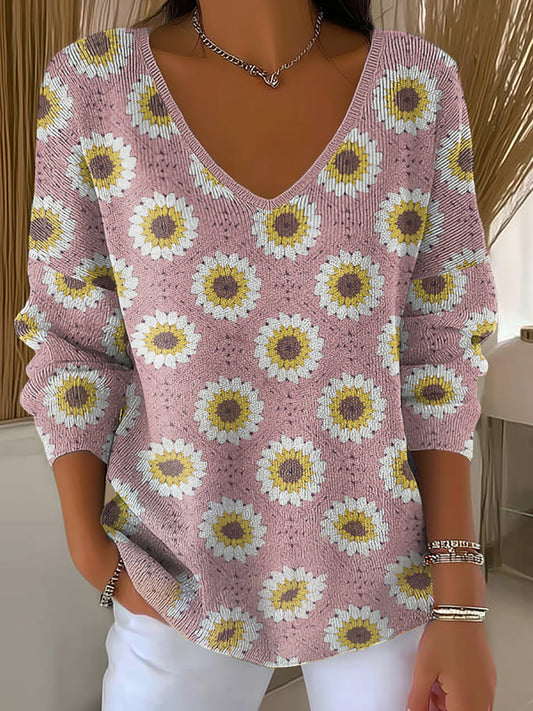 Women's Breast Cancer Awareness V-Neck Ribbed Top