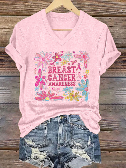 Women's Breast Cancer Awareness Print Casual T-Shirt