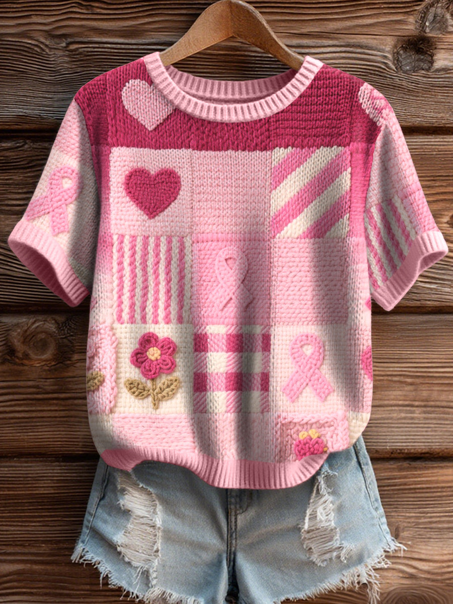 Women's Breast Cancer Awareness Inspired Knit Top