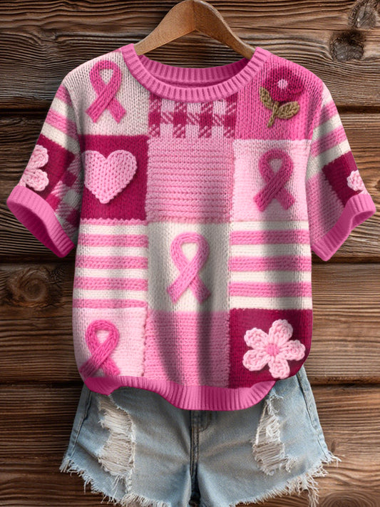 Women's Breast Cancer Awareness Inspired Knit Top
