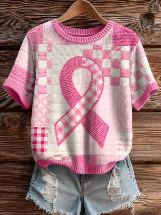 Women's Breast Cancer Awareness Inspired Knit Top
