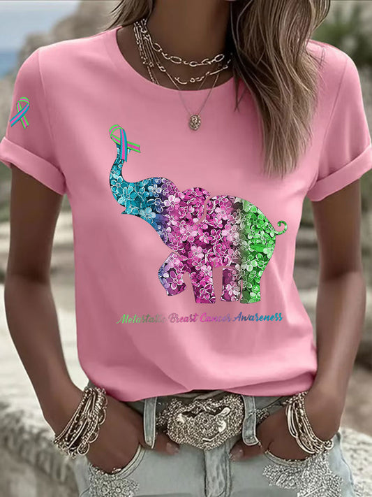 Women's Metastatic Breast Cancer Awareness Print Casual T-Shirt