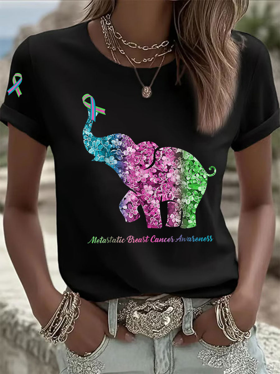 Women's Metastatic Breast Cancer Awareness Print Casual T-Shirt