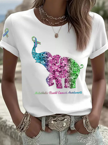 Women's Metastatic Breast Cancer Awareness Print Casual T-Shirt