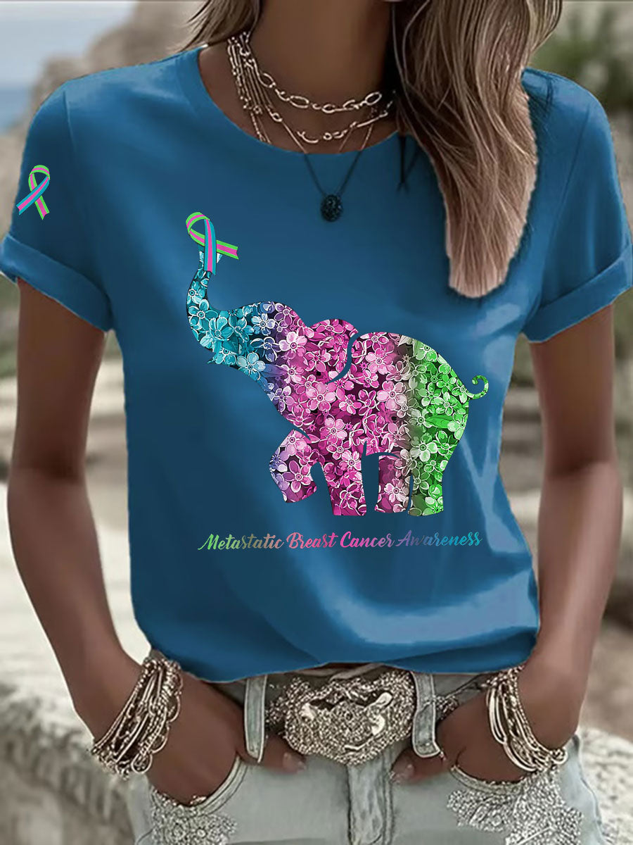 Women's Metastatic Breast Cancer Awareness Print Casual T-Shirt