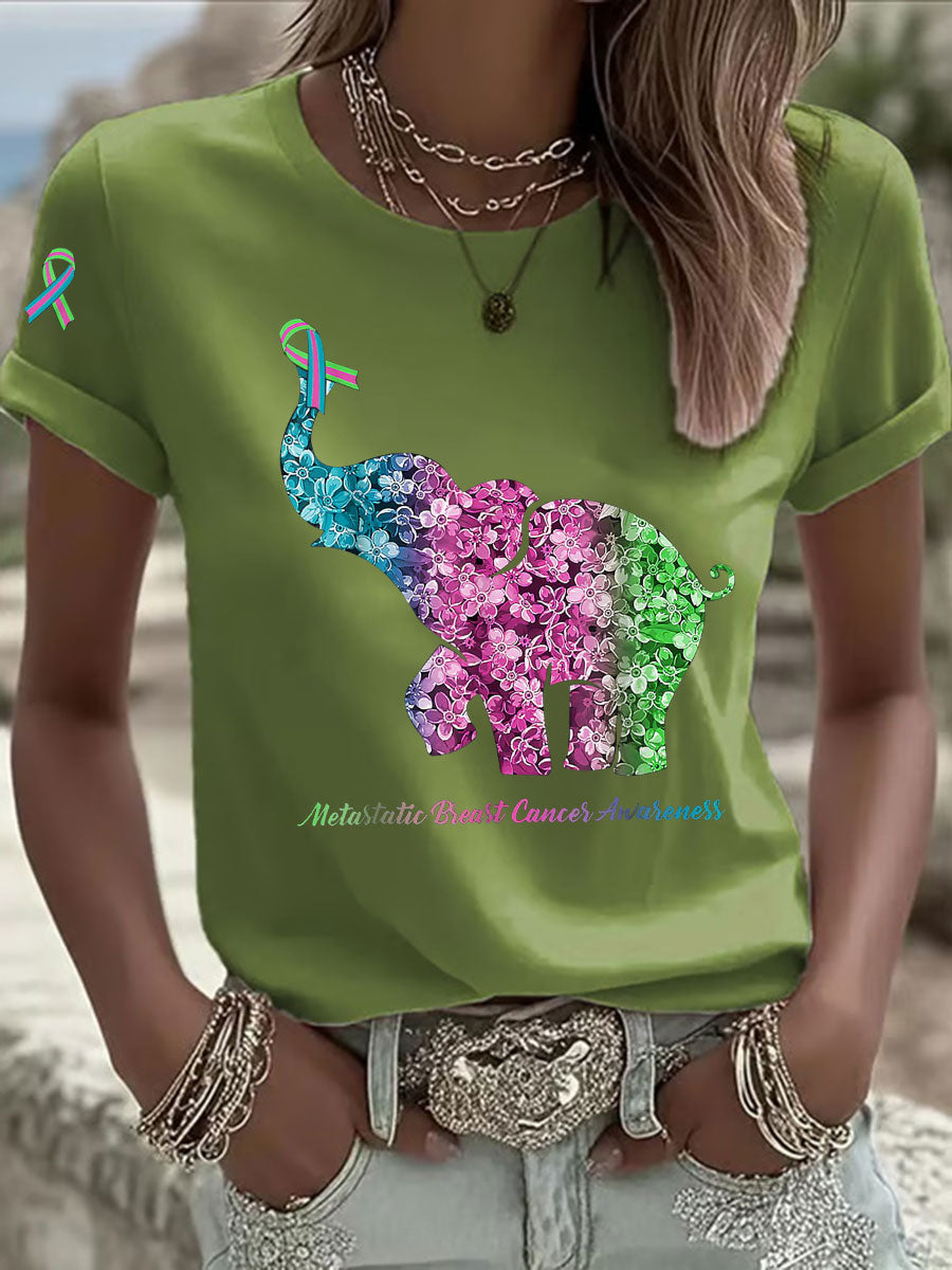 Women's Metastatic Breast Cancer Awareness Print Casual T-Shirt