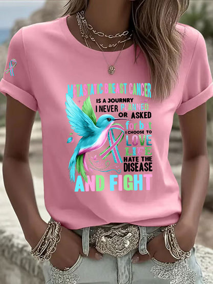 Women's Metastatic Breast Cancer Awareness Print Casual T-Shirt
