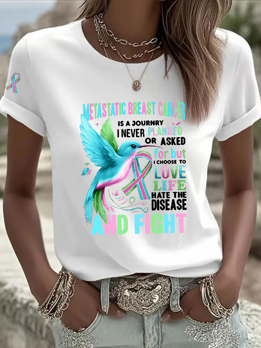 Women's Metastatic Breast Cancer Awareness Print Casual T-Shirt