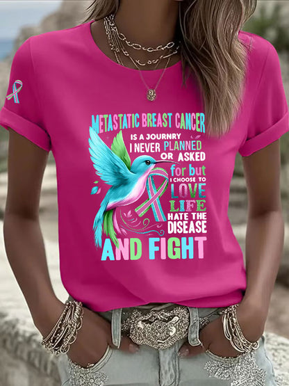 Women's Metastatic Breast Cancer Awareness Print Casual T-Shirt