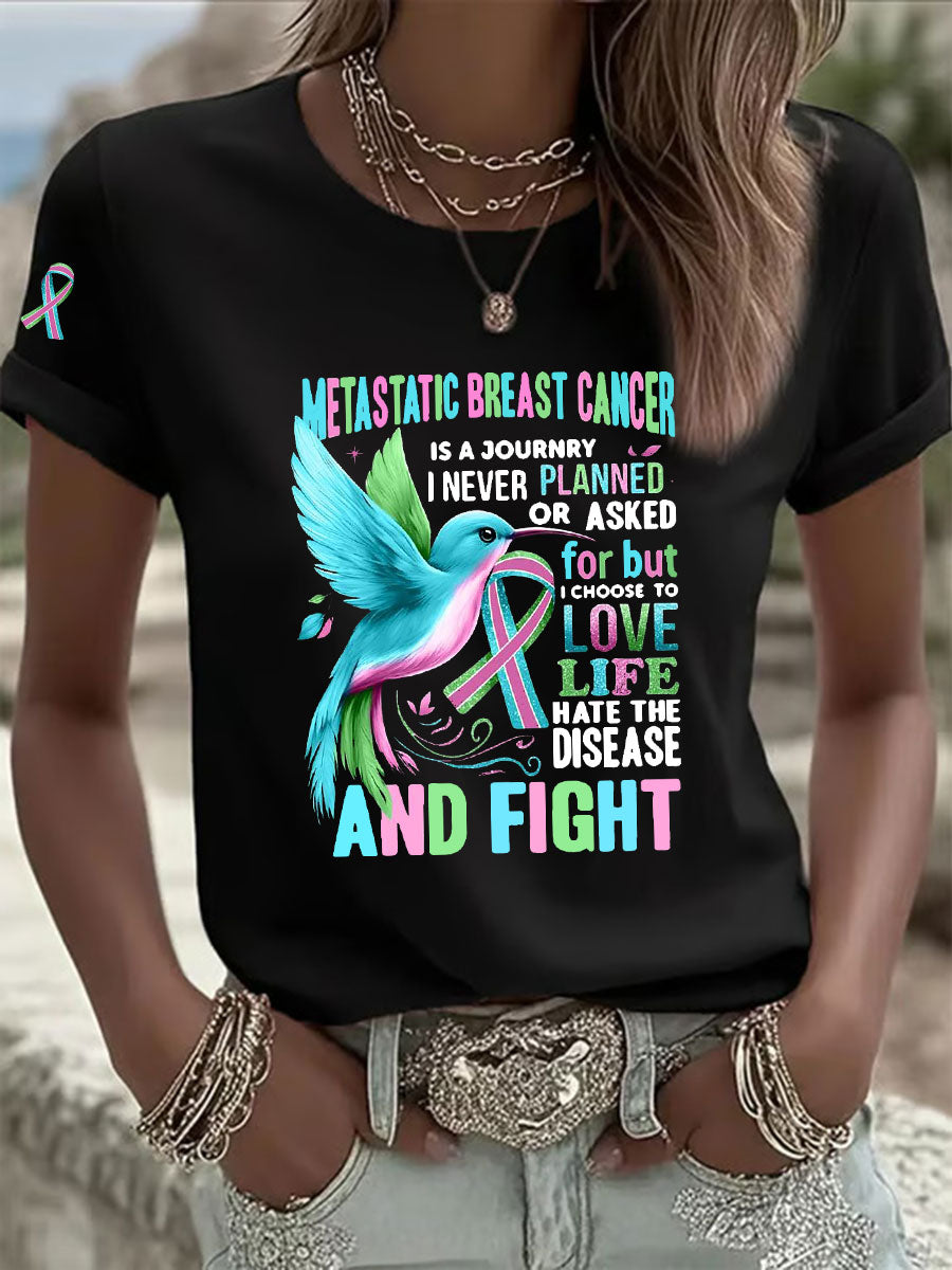 Women's Metastatic Breast Cancer Awareness Print Casual T-Shirt