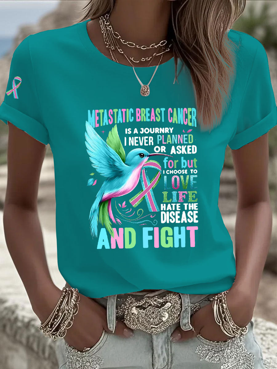 Women's Metastatic Breast Cancer Awareness Print Casual T-Shirt