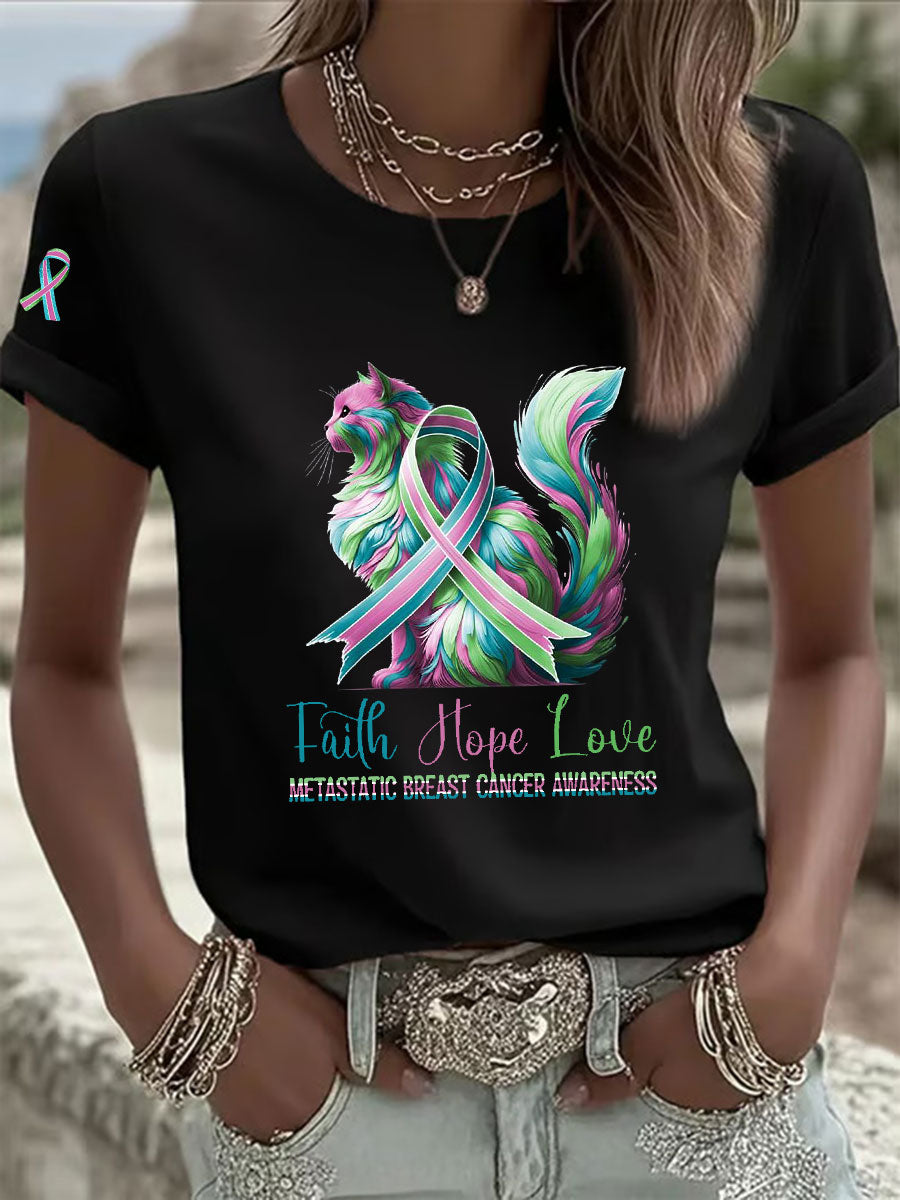 Women's Metastatic Breast Cancer Awareness Print Casual T-Shirt