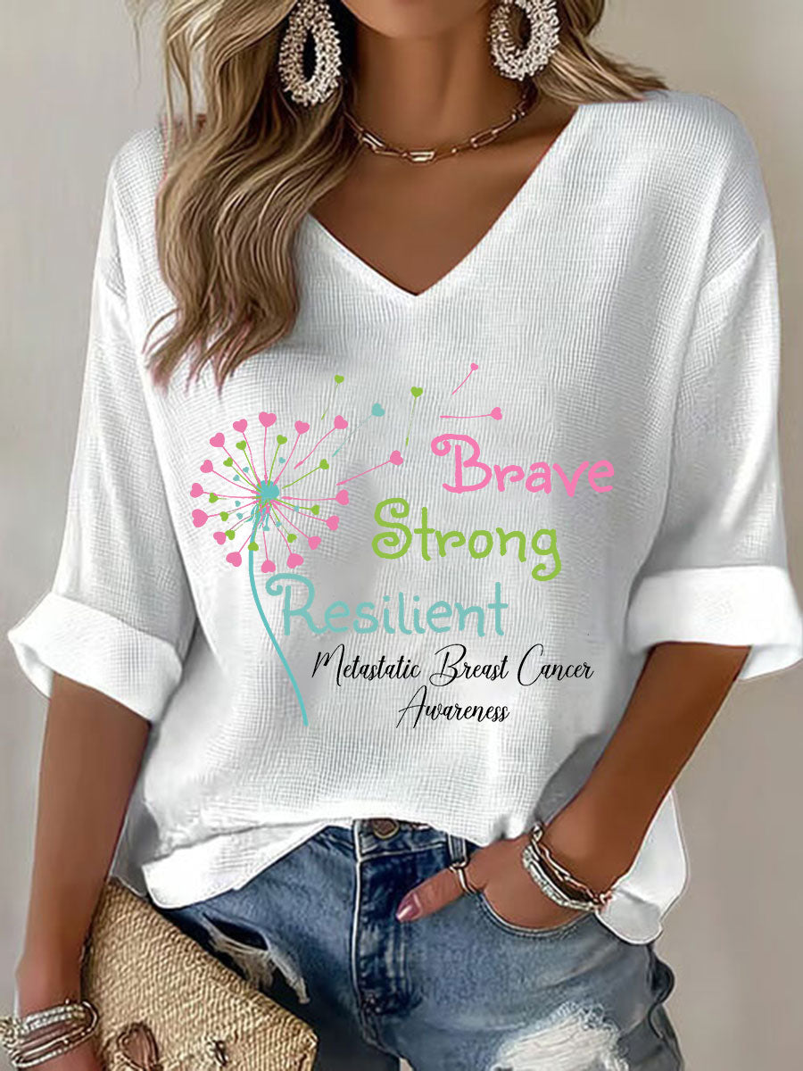 Women's Metastatic Breast Cancer Awareness Print Casual T-Shirt
