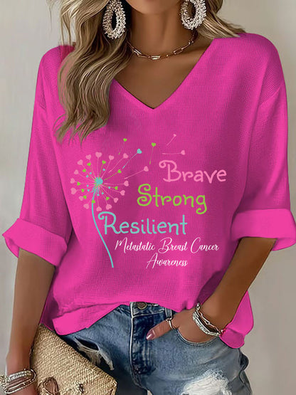 Women's Metastatic Breast Cancer Awareness Print Casual T-Shirt