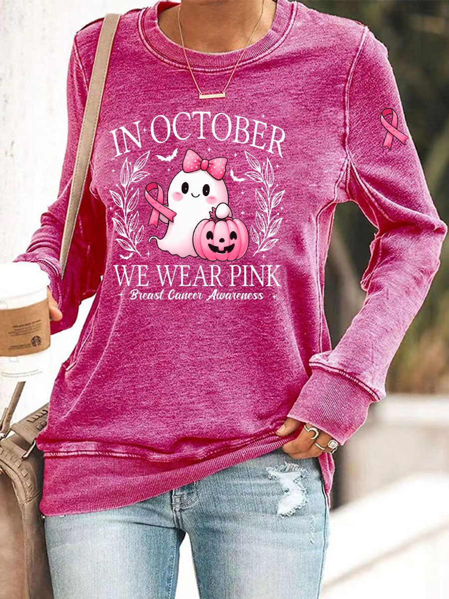 Women's In October We Wear Pink Printed Casual Sweatshirt