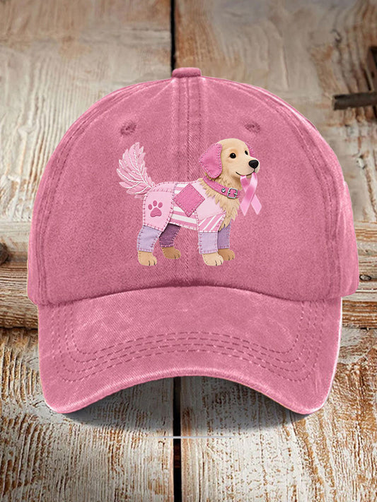 Unisex Pink Dog Pink Ribbon Breast Cancer Awareness Support Hat