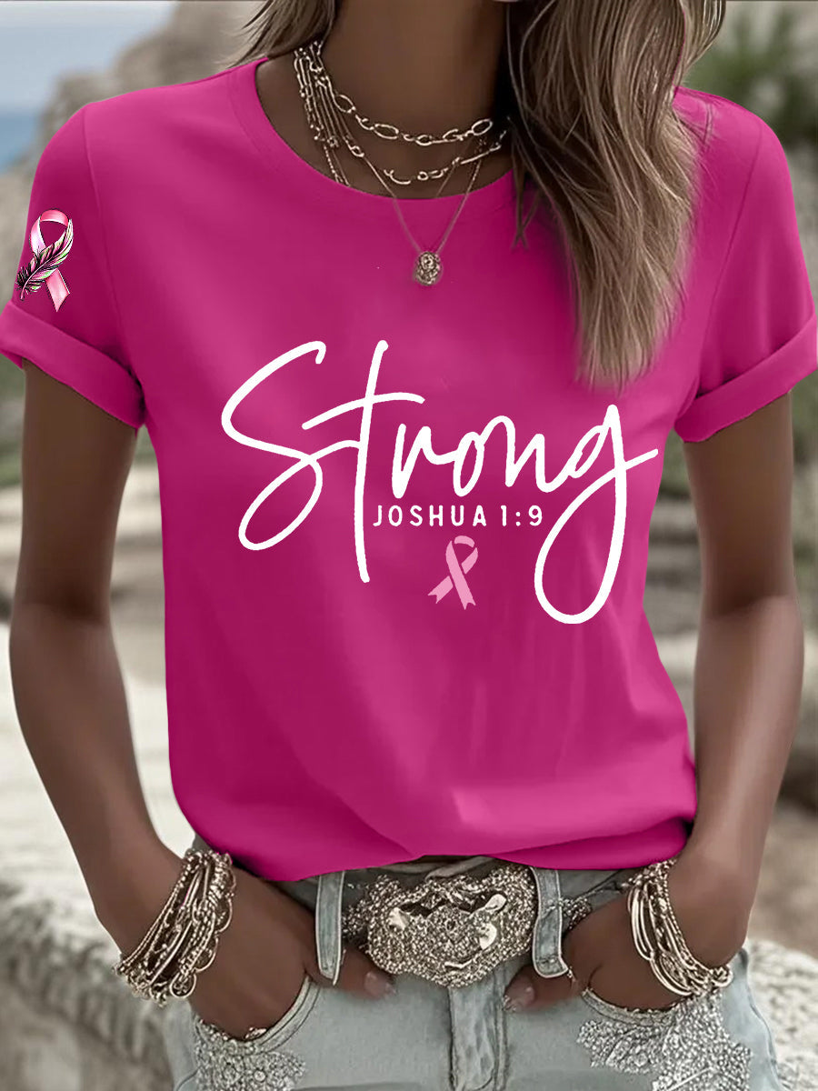 Women's Breast Cancer Survivor Strong Pink Ribbon  T-shirt