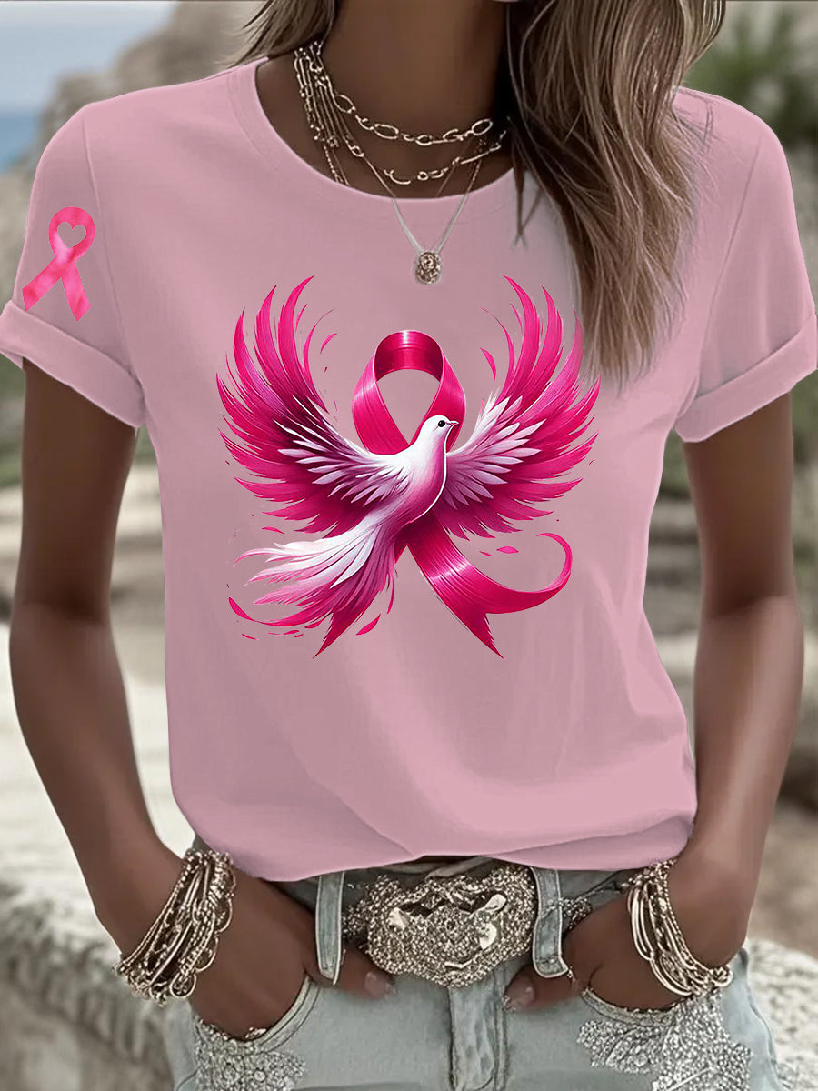 Women's Breast Cancer Pink Printed T-shirt
