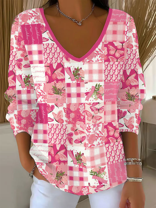 Women's Pink Floral Print Casual Cardigan