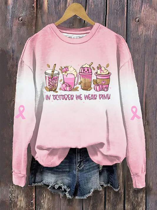Women's In October We Wear Pink Printed Casual Sweatshirt