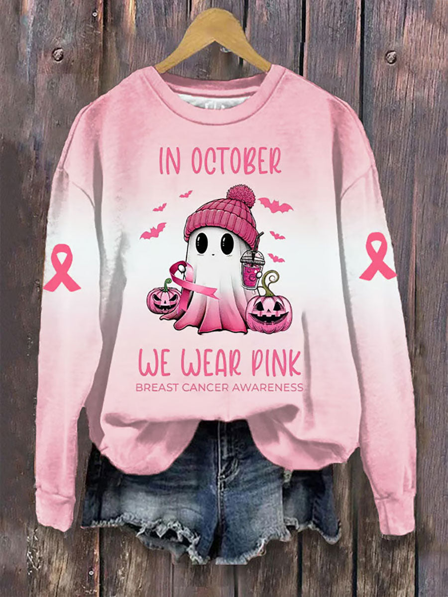 Women's In October We Wear Pink Printed Casual Sweatshirt