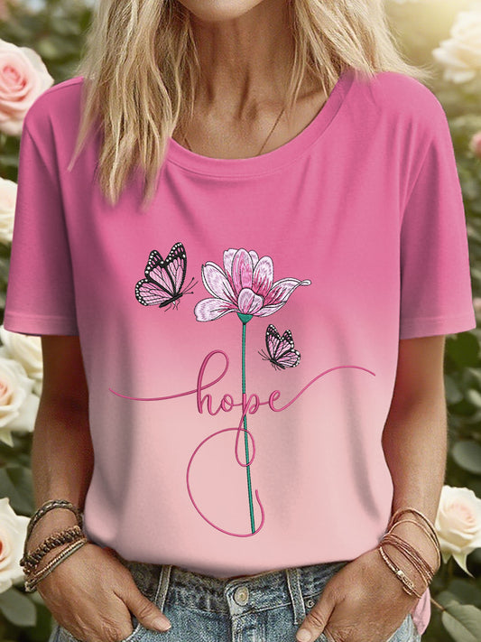 Women's hope butterfly floral T-shirts