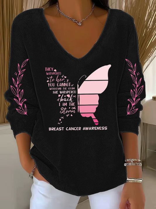Women's Breast Cancer Pink Printed Casual Top